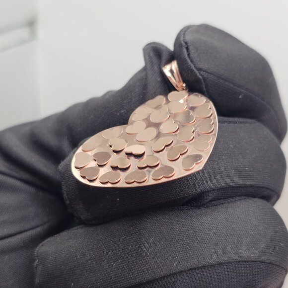 Sterling Silver 925 Rose Gold Plated Confetti Heart Pendant - Picture 11 of 11